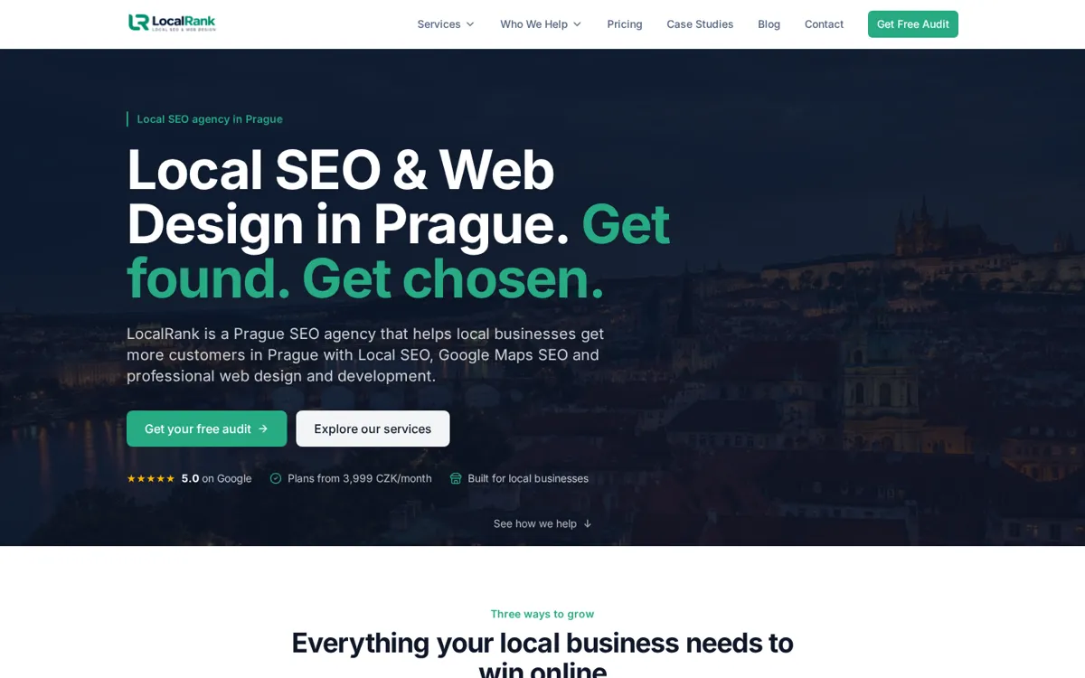 Srovnání firemního webu na počítači a mobilu se zaměřením na přehlednost a kontakt