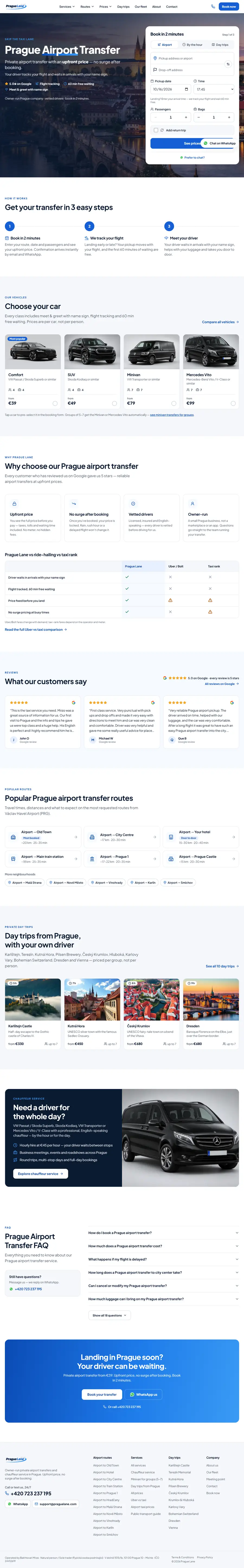 PragueLane website on desktop, built by LocalRank